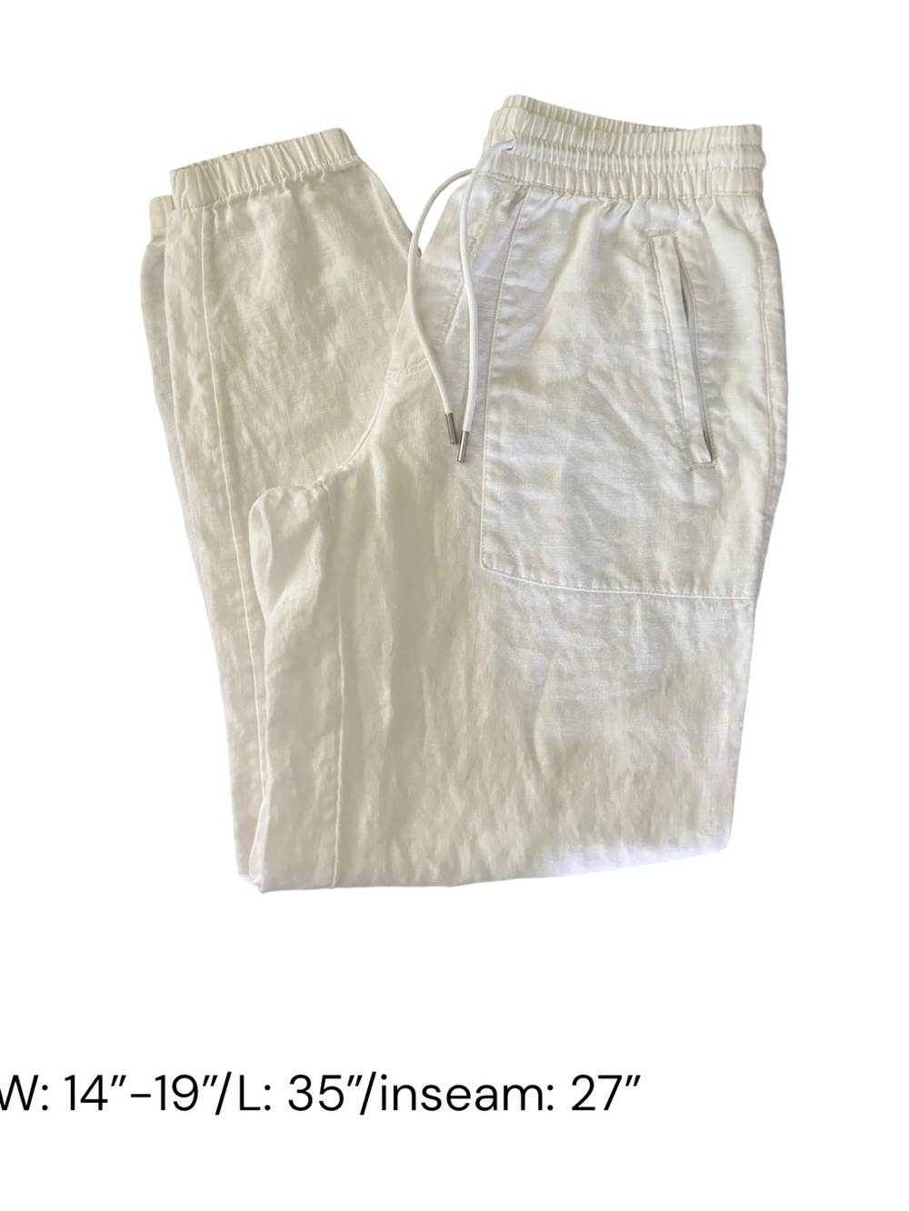 Athleta White Drawstring Linen Blend Jogger Pants